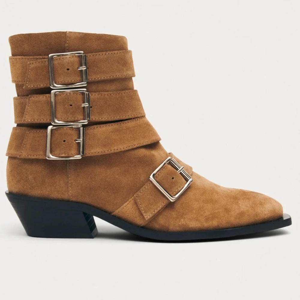 ALOHAS Eras Suede Tan Leather Ankle Boots - Picture 3 of 13